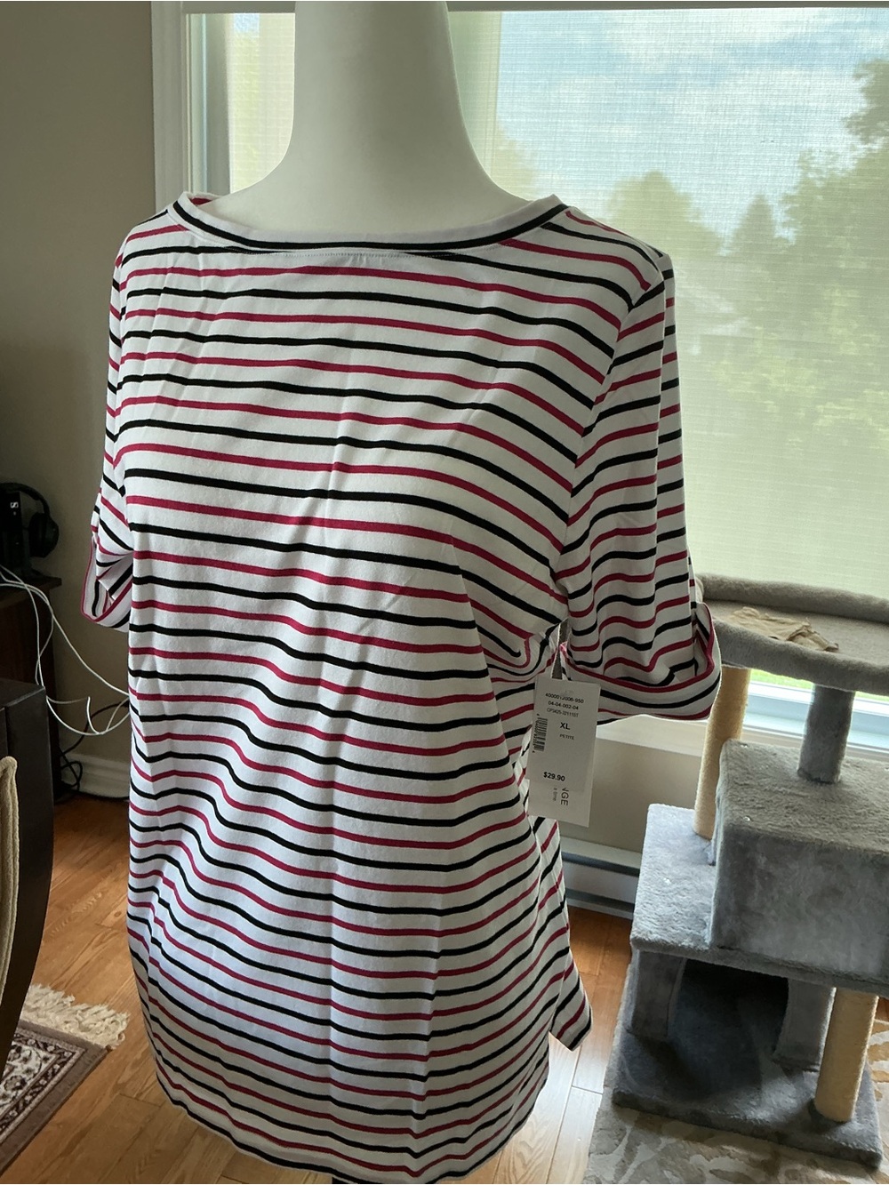 Aeropostale White Tee with Black and Red Stripes